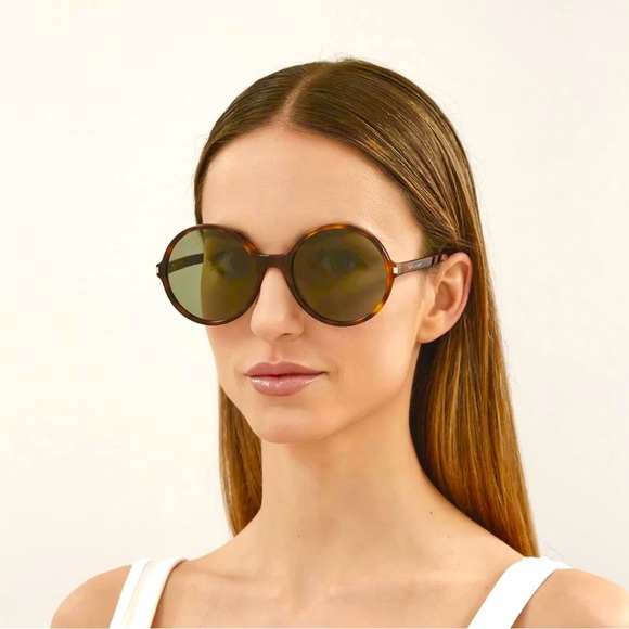 SAINT LAURENT LIGHT HAVANA/BROWN ROUND SUNGLASSES SL 450 - Picture 1 of 5